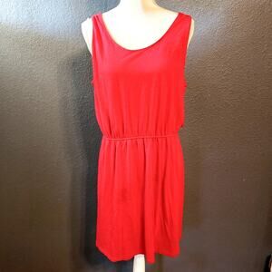 H&M Women's Sleeveless Tank Red Elastic Waist Pullover dress Large